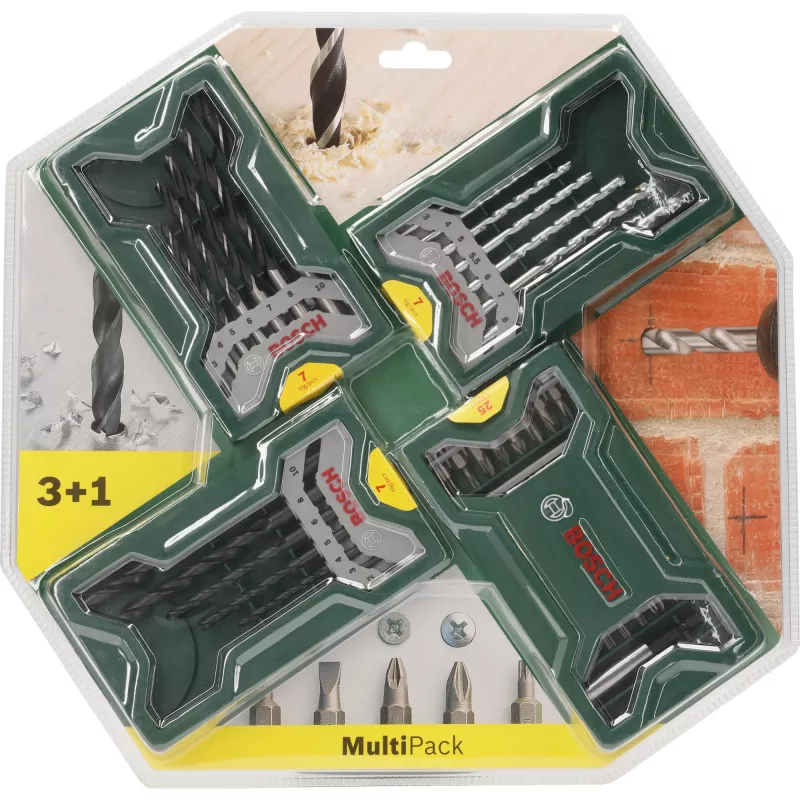 Bosch Mini X-Line Multipack 3+1 grąžtų ir atsuktuvo antgalių komplektas, 46 vnt.