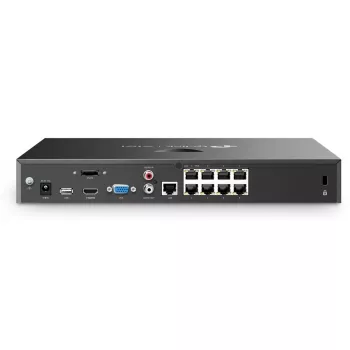 Tinklinis vaizdo registratorius TP-Link VIGI NVR2008H-8MP-2TB — 8 kanalų, 4K (3840×2160), 2 TB SATA kietasis diskas, 9× RJ-45, juodas
