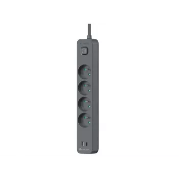 TRACER TRALIS47026 apsauginis ilgintuvas su 4 USB prievadais ir PD 18W, 1,5 m laidas