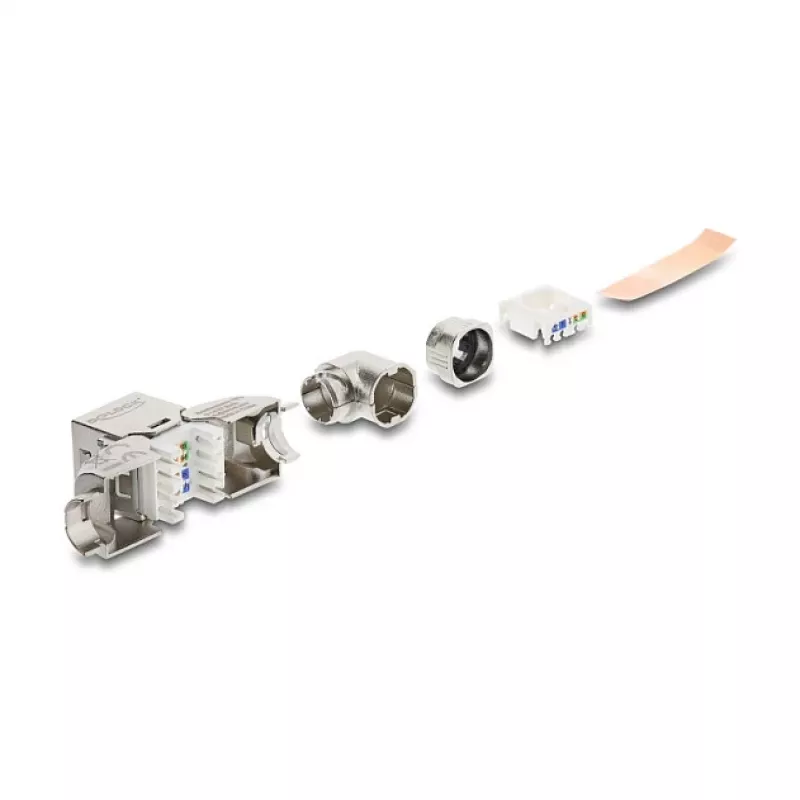 DeLOCK Keystone modulis RJ45 lizdas į LSA Cat.6A metalinis fiksatorius beįrankis 90° kampu ekranuotas