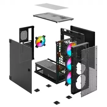 SAVIO kompiuterio korpusas Raptor X1 ARGB Stiklas/Tinklelis Juodas