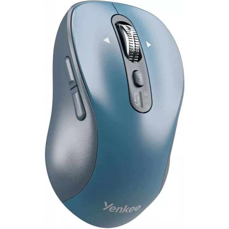 Belaidė pelė YENKEE YMS2010BE dviejų režimų ergonomiška, 2,4 GHz USB imtuvas + Bluetooth 5.1, 4 lygių DPI 1000–3200, 6 mygtukų
