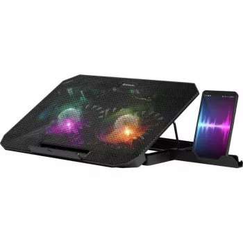 Aušinimo padėklas nešiojamam kompiuteriui DEFENDER NS-510 su 2 ventiliatoriais, 2×USB prievadais ir RGB apšvietimu