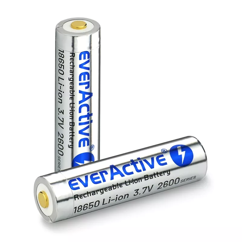 Baterija everActive 18650 3.7V Li-ion 2600mAh su micro USB ir apsauga DĖŽUTĖJE