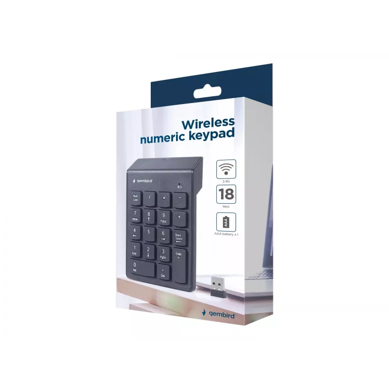 Gembird KPD-W-02 belaidė skaičių klaviatūra nešiojamam kompiuteriui Bluetooth juoda