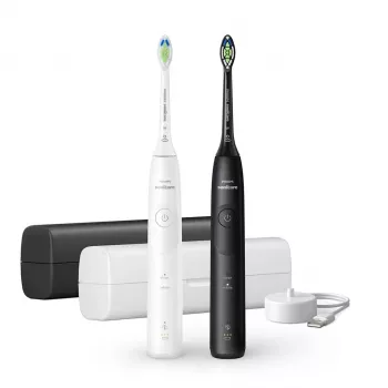 Įkraunamas soninis dantų šepetėlis Philips Series 5500 HX7119/02 – 2 rankenos, 2 šepetėlių galvutės, Li‑Ion baterija, Daily care ir Whitening režimai
