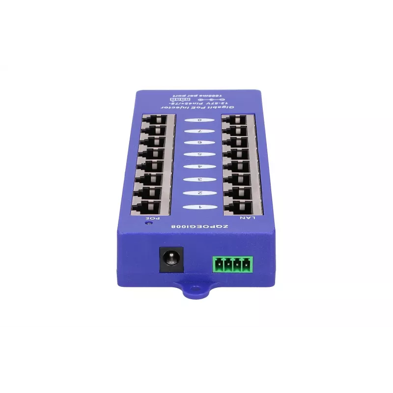 PoE injektorius Extralink Gigabit 8 prievadų 1000Mb/s RJ45 Mode B