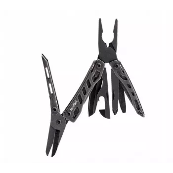 Multitoolas Nextool Mini FLAGSHIP NE20122 — 10-in-1 kompaktiškas nerūdijančio plieno daugiafunkcis įrankis, juodas, 67×27×17 mm, 83 g