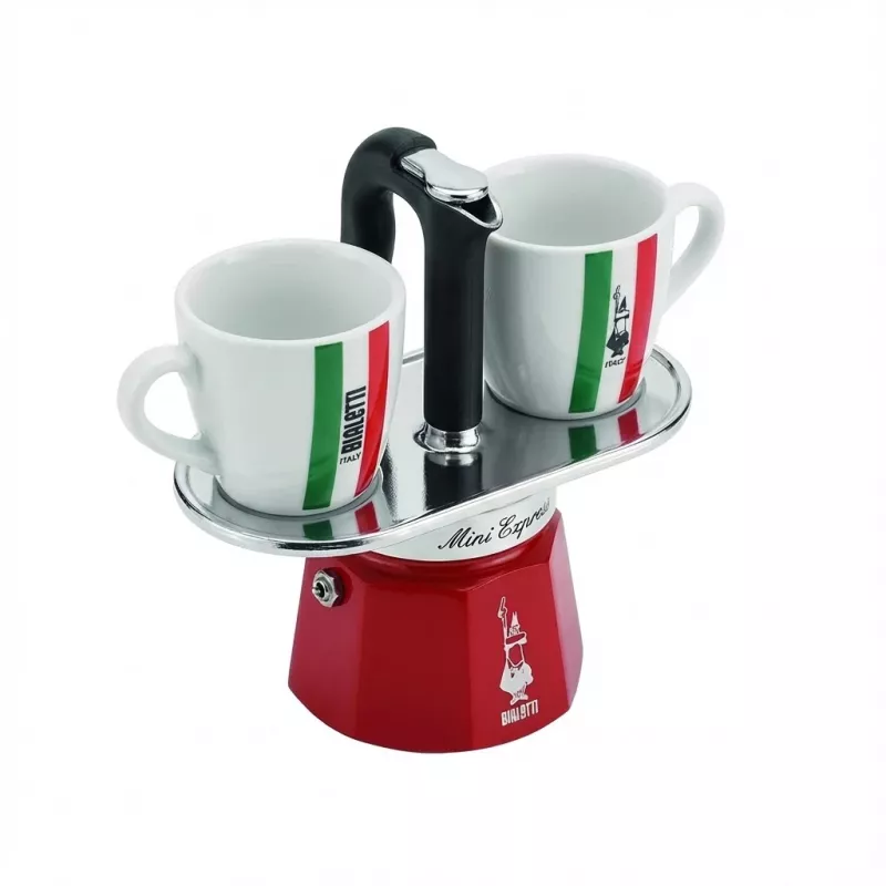 Bialetti MINI ITALIA 2-puodelių viryklės espresso kavos virimo aparatas – aliumininė moka kavos viryklė
