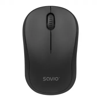 Savio MB-03 belaidė optinė pelė su 2,4 GHz USB imtuvu, 1000 DPI, 3 mygtukai, AA baterija, 99x60x39 mm, 51 g, juoda