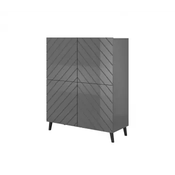 Shelving unit ABETO 100.5 x 40 x 121.5 cm grafito/blizgus grafito