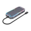 Unitek uHUB S7+ D1029A USB-C šakotuvas, USB 3.2 Gen 2 10 Gbps, HDMI 2.0, Gigabit RJ45, 3,5 mm garso lizdas, 100 W, pilkas