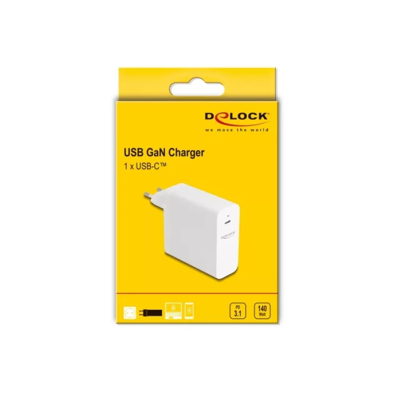 Kroviklis DeLOCK USB GaN 140W PD 3.1 Vidaus Universalus