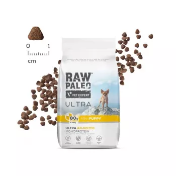 RAW PALEO Ultra Mini Puppy Turkey – sausas ėdalas šuniukams su kalakutiena – 8 kg