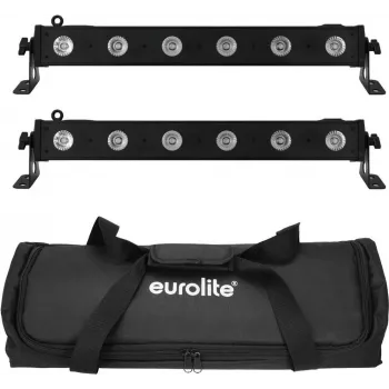 LED juostų rinkinys EUROLITE 2x LED BAR-6 QCL RGBW su minkštu krepšiu