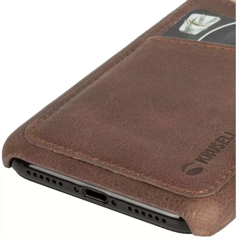 Dėklas Krusell Sunne 2 iPhone X, autentiška oda, ruda