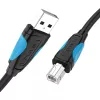 USB 2.0 A–USB-B laidas Vention VAS-A16-B500, 5 m, juodas, vyriški–vyriški, 480 Mbps