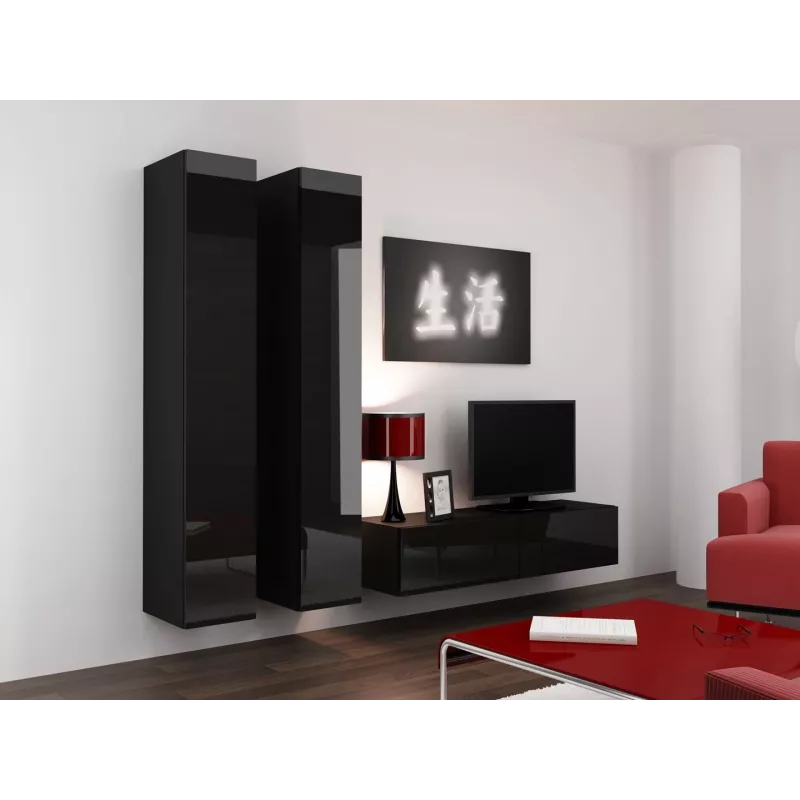 Cama uždara Spintelė VIGO '180' 180/40/30 juodas/juodas blizgus