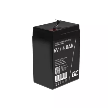 UPS baterija Green Cell AGM15, 6 V, 4 Ah, sandarus švino rūgšties akumuliatorius (VRLA), juoda, 680 g