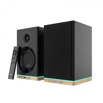 Lentyniniai garsiakalbiai Teac BS-60BK LED Black – Bluetooth, 2×90W, RCA, USB, optinis, bass-reflex, nuotolinio valdymo pultas