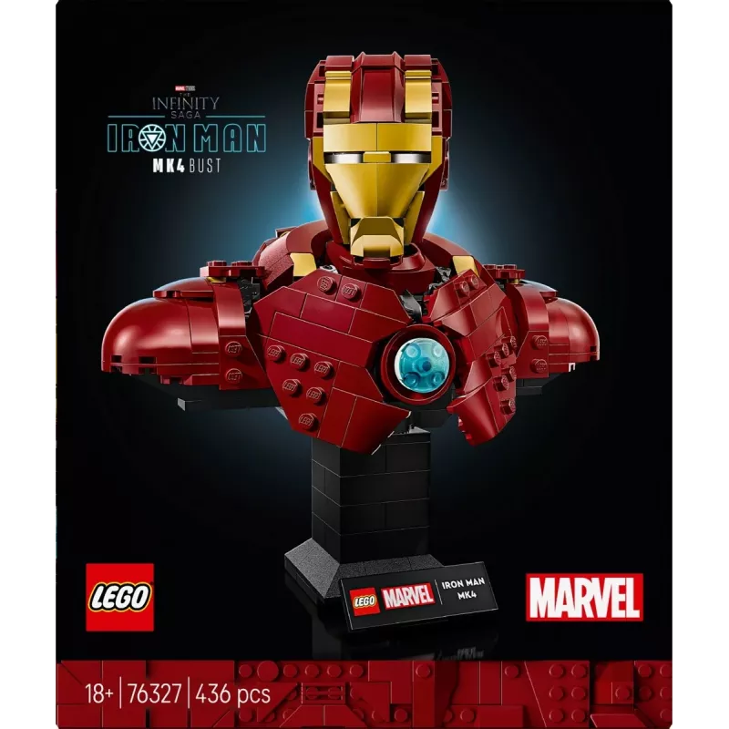 LEGO konstravimo rinkinys Marvel Super Heroes Geležinis žmogus MK4 3D modelis, 436 detalės, 1 minifigūrėlė, nuo 18 m.