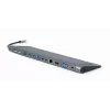 Gembird A-CM-COMBO9-01 USB Type-C 9-in-1 kelių prievadų adapteris (USB centras + HDMI + VGA + PD + kortelių skaitytuvas + LAN + 3,5 mm garsas), kosminė pilka