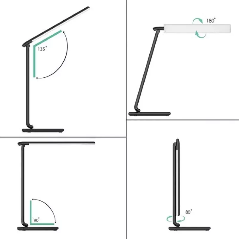 LED stalinė lempa Aukey LT-T10 12W 3000–6500K - reguliuojama spalvų temperatūra, juoda