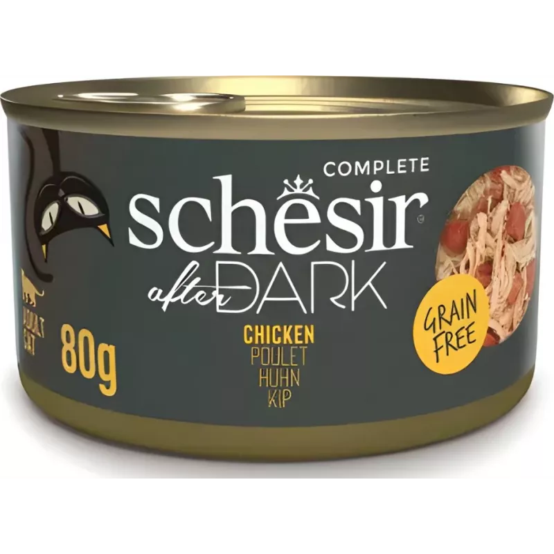 Šlapias kačių ėdalas Agras Pet Foods Schesir 80 g – Vištiena, be grūdų, suaugusiems, bet kuriai veislei