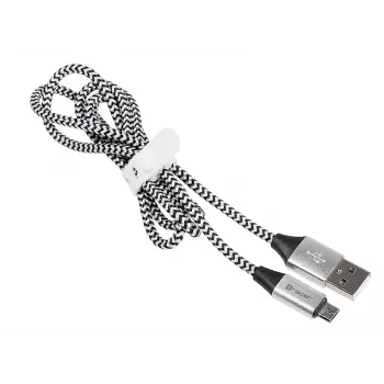 USB laidas Tracer TRAKBK46928 1m USB A Micro-USB B juodas sidabrinis