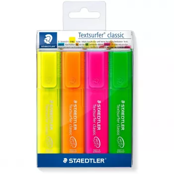 Markeris Staedtler 364 P WP4 Smailusis antgalis Žalia Oranžinė Rožinė Geltona