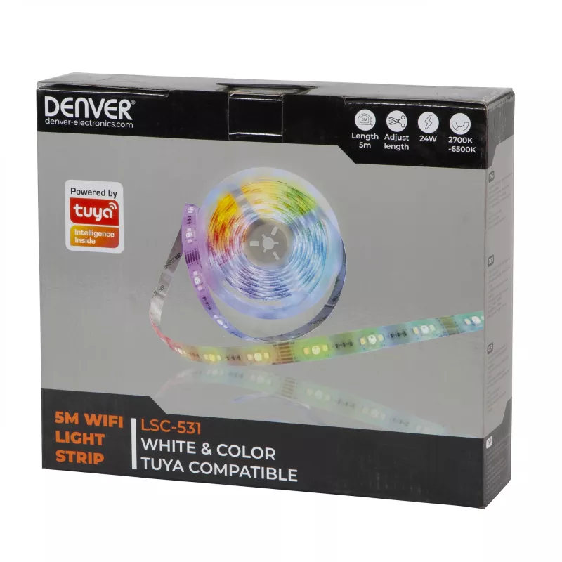 DENVER LSC-531 LED juostelė 24W 2700-6500K RGB/šilta balta/vėsi balta šviesa