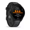Garmin Forerunner 165 Music – juodas sportinis laikrodis su silikoniniu dirželiu, pilkai šiferio spalvos, 1,2 colio ekranas, 126–203 mm riešo apimtis (010-02863-30)