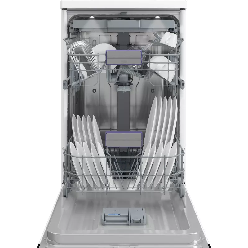 BEKO BDFS26120WQ Laisvai pastatoma indaplovė, energijos klasė E, plotis 45 cm, 6 programų, inverterinis variklis, trečias stalčius, balta