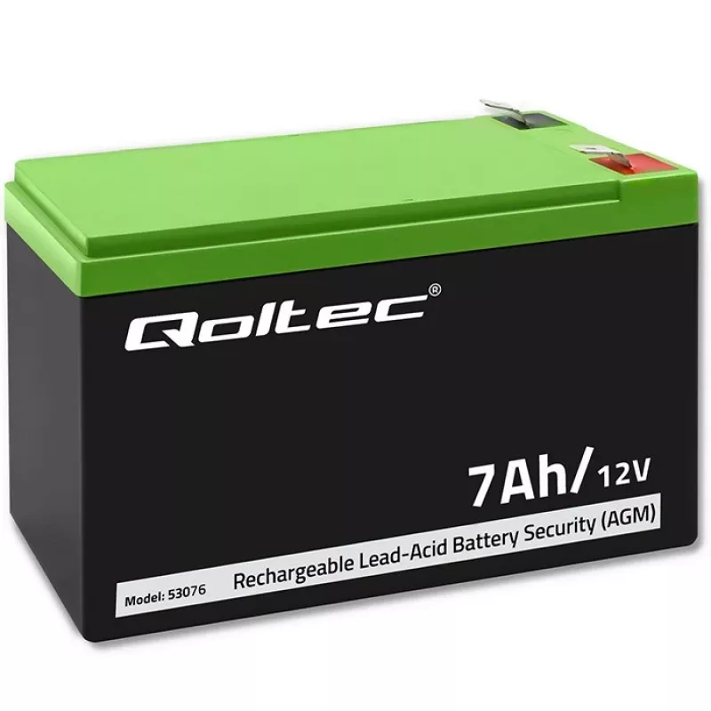 Qoltec 53076 AGM baterija | 12V | 7Ah | Apsaugos sistemoms