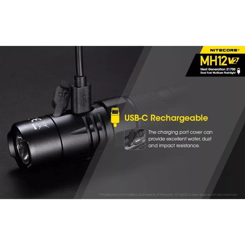 Rankinis žibintuvėlis Nitecore MH12 V2 juodas
