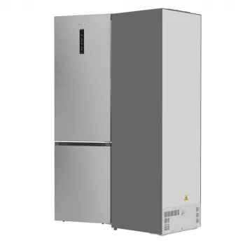 Šaldytuvas su šaldikliu Gorenje NRB620E61X4WFE, laisvai pastatomas, nerūdijančio plieno, bendras tūris 340 L, NoFrost, LED ekranas