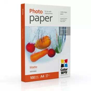 Matinis foto popierius ColorWay PM220100A4 220 g/m² A4 (210×297 mm) rašaliniams spausdintuvams
