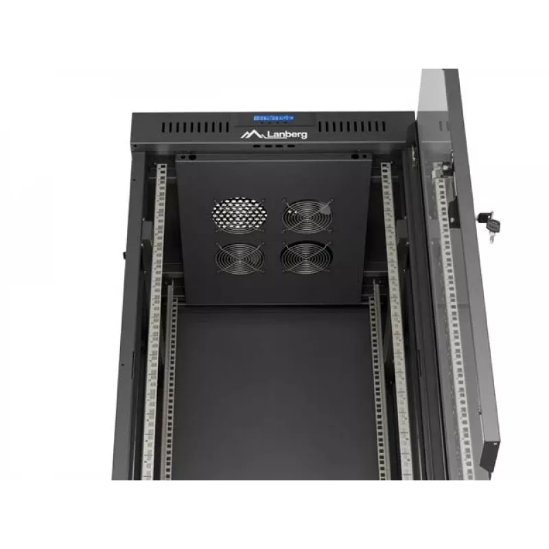 Laisvai pastatomas serverio spintos korpusas LANBERG FF01-6624-12BL 24U 19 colių 600×600 mm, IP20, 1200 kg, juodos spalvos