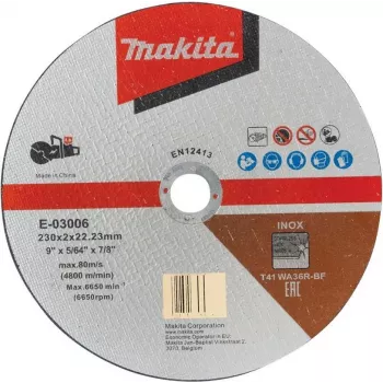 Makita pjovimo diskas nerūdijančiam plienui 230 mm, grūdėtumas WA36R