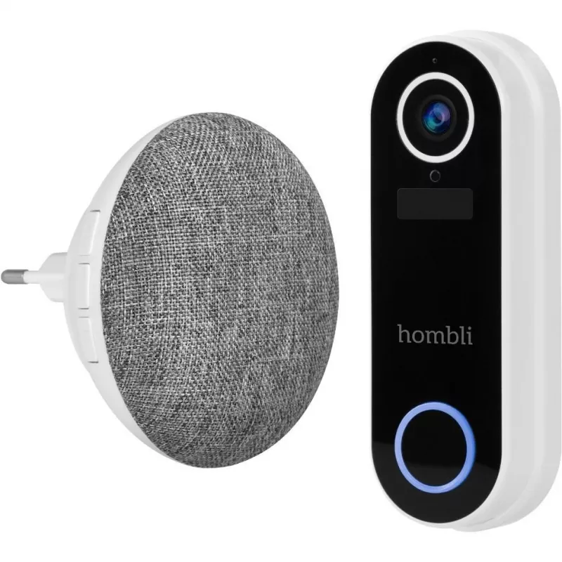 Prielipo skambutis Hombli Doorbell Chime 2 (Avanca International BV) – belaidis 433,92 MHz, AC 110–240 V, C tipo kištukas, pilka/balta