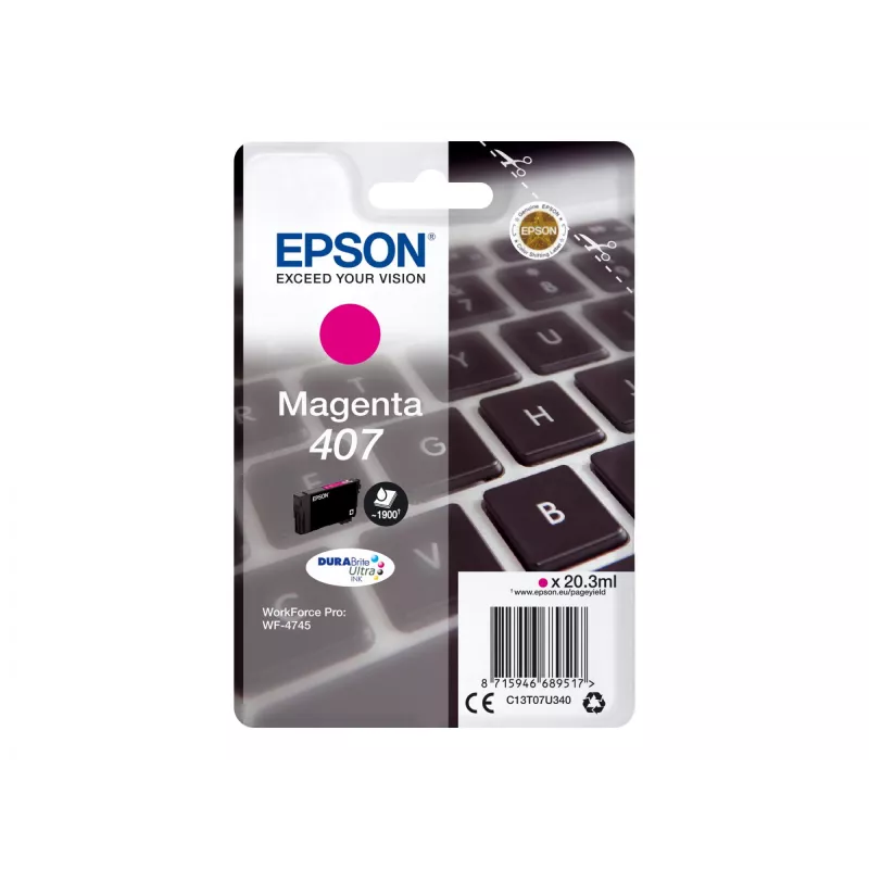 Kasetė Epson C13T07U340 rausvai raudona (magenta) High (XL) talpa, skirta WF-4745 serijai