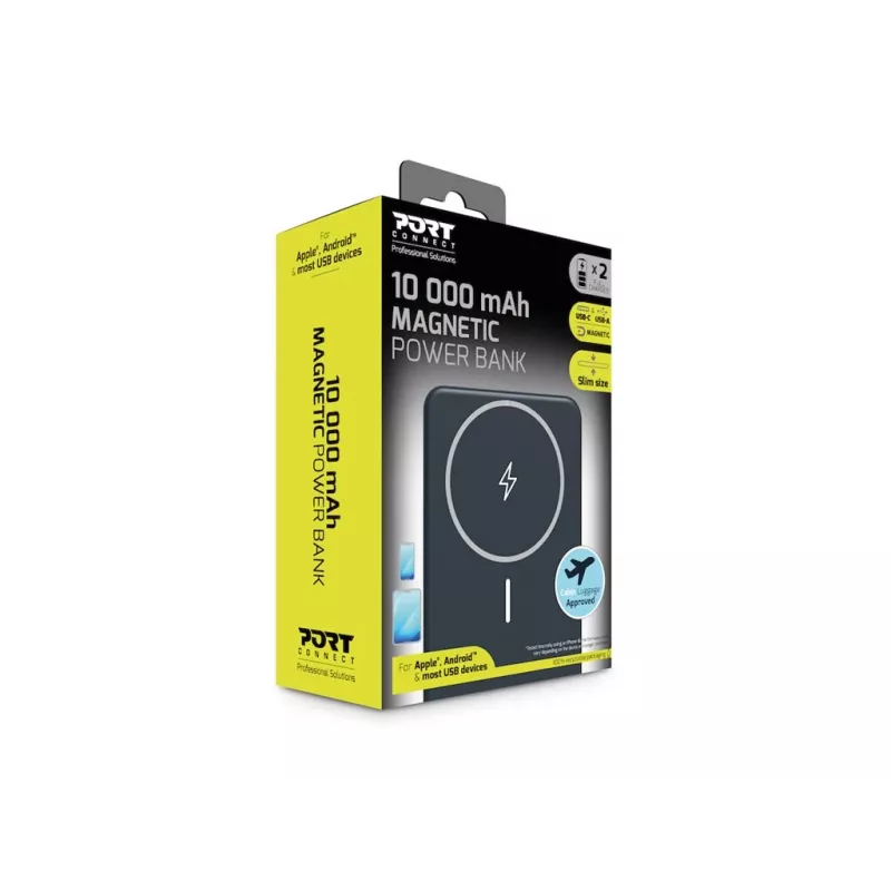 Power Bank Port Designs 907005 10000 mAh belaidžiu įkrovimu juodas