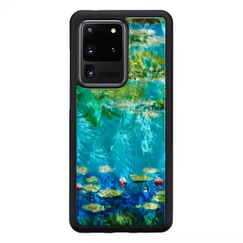 Apsauginis dėklas iKins Samsung Galaxy S20 Ultra — juodas vandens lelijų raštas
