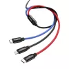 BASEUS Colorfone CAMLT-BSY01 USB laidas 1,2 m USB A 3 x USB C juoda, raudona, mėlyna