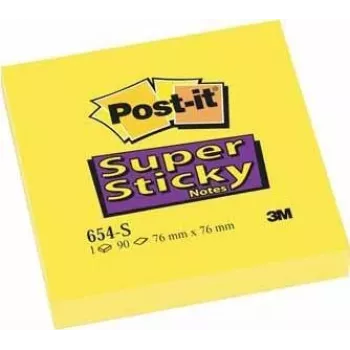 Post-It 654-S Lipnūs Lapeliai Kvadratiniai Geltoni 90 Lapų (1 PAK = 12 Blokelių)