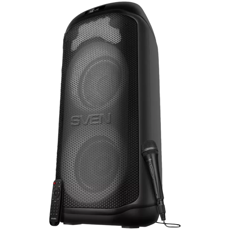 Nešiojamas garsiakalbis SVEN PS-1050, juodas (200W, TWS, Bluetooth, FM, USB, microSD, LED ekranas, 7200mAh)