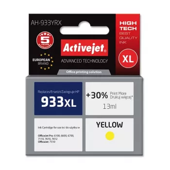 Dažų kasetė ActiveJet AH-933YRX geltona, suderinama su HP 933XL CN056AE, 14 ml, atnaujinta