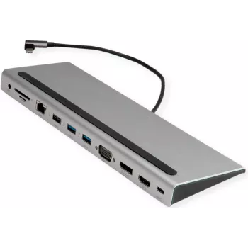 VALUE USB 3.2 Gen 2 Type C kelių prievadų stotelė, 4K HDMI/DP, VGA, USB, kortelių skaitytuvas, PD, LAN, garsas (12.99.1117)