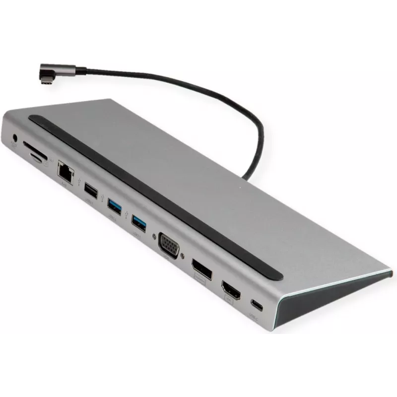 VALUE USB 3.2 Gen 2 Type C kelių prievadų stotelė, 4K HDMI/DP, VGA, USB, kortelių skaitytuvas, PD, LAN, garsas (12.99.1117)