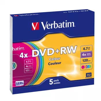 VERBATIM 43297 Verbatim DVD+RW plonas dėklas 5 vnt. 4,7 GB 4x spalvoti